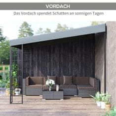 OUTSUNNY Pergola 4 X 3 M Zahradní Altán Altán Baldachýn Stan Kovový Polyester Šedý 