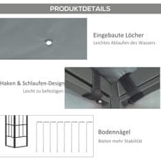 OUTSUNNY Pergola 4 X 3 M Zahradní Altán Altán Baldachýn Stan Kovový Polyester Šedý 