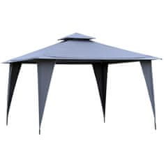 OUTSUNNY Párty Stan Pavilion Double Roof 3,45X3,45X2,68M Kov Polyester Šedá 