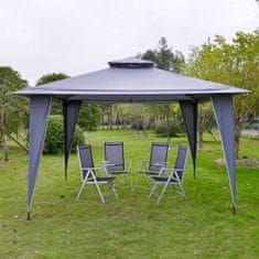 OUTSUNNY Párty Stan Pavilion Double Roof 3,45X3,45X2,68M Kov Polyester Šedá 