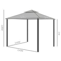 OUTSUNNY Zahradní Altán Pavilon 3 X 3 M Zahradní Stan S Dvojitou Střechou Markýzový Párty Stan Se 4 X Bočními Panely Moskytiéra Odolná Proti Povětrnostním Vlivům Hliník Polyester 