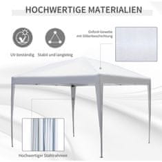 OUTSUNNY Altán 2,95X2,95M Výsuvný Altán Skládací, Ochrana Proti Uv Záření, Skládací, Ocel+Oxford, Bílá 