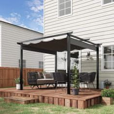 OUTSUNNY Pergola 2,95 X 2,95 M Altán Na Terasu S Posuvnou Střechou Hliník Polyester Šedý 