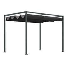 OUTSUNNY Pergola Altán Patio Baldachýn S Posuvnou Střechou, Polyester, Black+Grey, 298X213X221Cm 