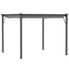 OUTSUNNY Pergola Altán Terasový Přístřešek S Posuvnou Střechou, Zahrada, Hliník, Uhlově Šedá + Tmavě Šedá, 3X3X2,23M 