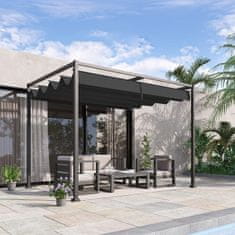 OUTSUNNY Pergola Altán Patio Baldachýn S Posuvnou Střechou, Polyester, Black+Grey, 298X213X221Cm 