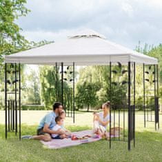 OUTSUNNY Garden Pavilion Leaf Design 2,95X2,95M Ocelový Rám Double Roof Party Stan Polyester Cream White 