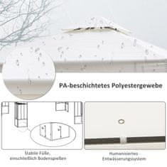 OUTSUNNY Garden Pavilion Leaf Design 2,95X2,95M Ocelový Rám Double Roof Party Stan Polyester Cream White 