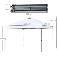 OUTSUNNY Zahradní Altán 2,95X2,95 M Skládací Altán S Kolíky A Lany, Oxford Fabric, Uv Ochrana, Bílá 