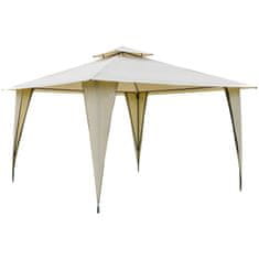 OUTSUNNY Párty Stan Pavilion Double Roof 3,45X3,45X2,68M Metal Polyester Béžová 