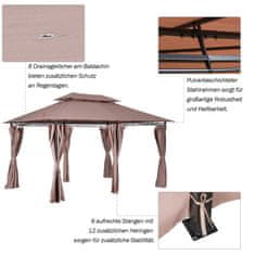 OUTSUNNY Párty Stan Garden Pavilion Zahradní Stan Marquee Double Roof 3X4M Khaki 