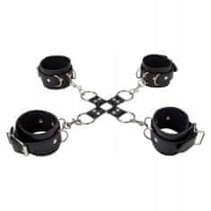 Easytoys Pouta Leather Hand And Legcuffs - Black