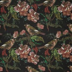 KZ Saténové povlečení SPRING 160x200 Eurofirany black powder pink flowers birds enchanted garden