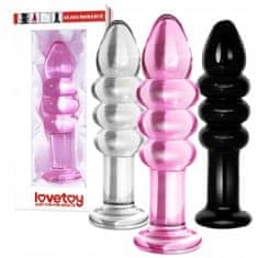 Lovetoy Růžový Skleněný Anální Kolík S 3 Kroužky 12Cm