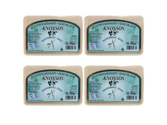 Knossos Řecké olivové mýdlo s vůní šalvěje 100gr KNOSSOS (4 kusy)