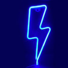 ACA Lightning  Neonová lampička - Blesk, 3x AA baterie/USB kabel, IP20, modrá barva