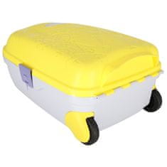 Ikonka Dětský kabinový cestovní kufr na kolečkách LED příruční zavazadlo se jménem žluté barvy