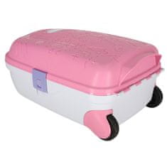 Ikonka Dětský kabinový cestovní kufr na kolečkách LED příruční zavazadlo s názvem růžové