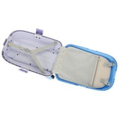 Ikonka Dětský kabinový cestovní kufr na kolečkách LED příruční zavazadlo se jménem modré barvy