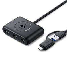 shumee Rozbočovač adaptéru 4v1 HUB USB-A/C na 4x USB 3.0 5Gb/s 1m černý