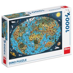 Dino KRESLENÁ MAPA SVĚTA 1000 Puzzle NOVÉ