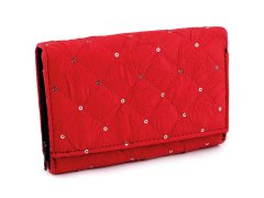 Kraftika 1ks červená dámská peněženka textilní s flitry 10x15 cm