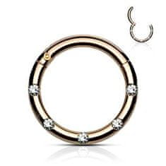 SPERKY4U Zlacený piercing kruh segment, čiré kameny, 1,2 x 8 mm