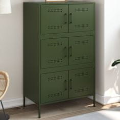 shumee Skříň highboard olivově zelená 68 x 39 x 113 cm ocel