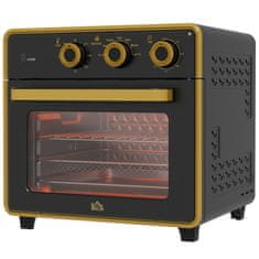 HOMCOM Mini Trouba 20L, Pizza Trouba S Horkovzdušnou Funkcí, Horkovzdušná Trouba S Pečícím Plechem, Grilovací Rošt, 90-230°C, 1400 W Elektrická Mini Trouba S 1 Hodinovým Časovačem 