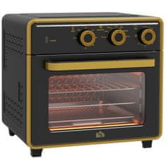 HOMCOM Mini Trouba 20L, Pizza Trouba S Horkovzdušnou Funkcí, Horkovzdušná Trouba S Pečícím Plechem, Grilovací Rošt, 90-230°C, 1400 W Elektrická Mini Trouba S 1 Hodinovým Časovačem 