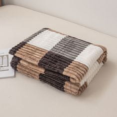 Cotton World Plyšová deka Plush Dream 200x220 embosovaný kostkovaný krémově béžově hnědý