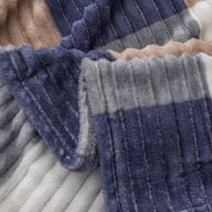 Cotton World Plyšová deka Plush Dream 200x220 embosovaná krémová béžová tmavě modrá káro