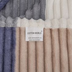 Cotton World Plyšová deka Plush Dream 200x220 embosovaná krémová béžová tmavě modrá káro