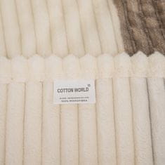 Cotton World Plyšová deka Plush Dream 160x200 embosované krémově béžové hnědé pruhy