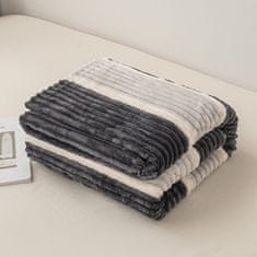 Cotton World Plyšová deka Plush Dream 160x200 ražené pruhy krémově šedý grafit
