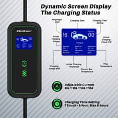 Qoltec Mobilní nabíječka pro elektromobily s nastavitelnou funkcí 2v1 Type2 | 11kW | CEE 5 PIN | LCD | 3 fáze | Přenosná | Wallbox | 5m