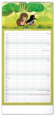 Grooters NOTIQUE Nástěnný rodinný plánovací kalendář Krteček 2025, 21 x 42 cm