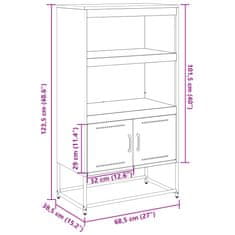 Vidaxl Skříň highboard růžová 68,5 x 38,5 x 107 cm ocel