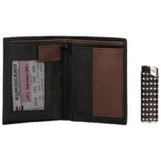 Delami Pánská kožená peněženka s výrazným prošíváním Tommaso, černá/hnědá