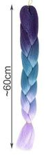 Soulima Syntetické copánky na vlasy ombre modro-fialové, odolné vůči UV záření a vysokým teplotám, délka 60cm