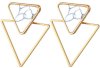 Retro Styl Zlaté Geometrické Trojúhelníkové Náušnice, Bílá, Kov a Akryl, 2.5 cm