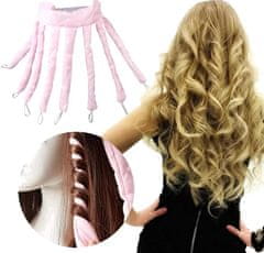 For Fun & Home Noční kulma na vlasy Octopus, růžový samet, 50 cm