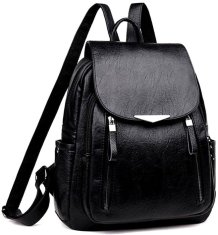 Camerazar Velký městský batoh z tvrdé kvalitní umělé kůže, černé barvy kování, 33x30x12 cm