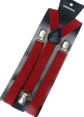 Camerazar Unisex silné šle na kalhoty, červené, ekologická umělá kůže, nastavitelná délka 60-100 cm