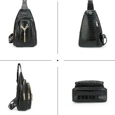 Camerazar Dámský batoh přes rameno z ekokůže, černý, 18x36x6 cm