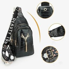 Camerazar Dámský batoh přes rameno z ekokůže, černý, 18x36x6 cm