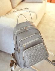 Camerazar Dámský městský batoh, šedý nylon, nepromokavý a prošívaný, 32x27x12 cm