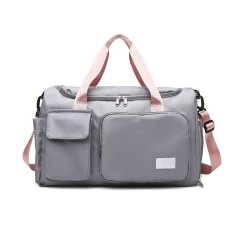 Camerazar Prostorná cestovní taška do posilovny, šedá, nepromokavý nylon, 45x29 cm