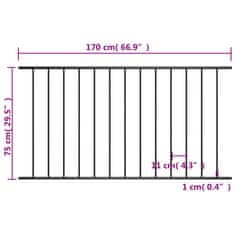 Vidaxl Plotový dílec ocel s práškovým lakem 1,7 x 0,75 cm černý