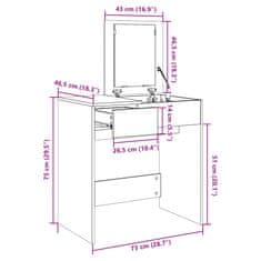 Vidaxl Toaletní stolek se zrcadlem kouřový dub 73 x 46,5 x 120 cm